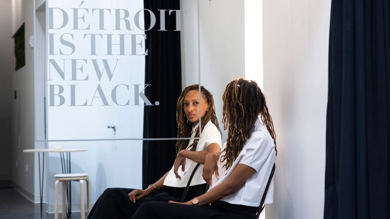 DETROIT, MICHIGAN - July 24, 2019: Owner and founder Roslyn Karamoko, 34, at Detroit is the New Black in Downtown Detroit, Mich., on Tuesday, July 23, 2019. The space also houses merchandise from other artists, entrepreneurs and fashion designers of color. (Brittany Greeson for CNN)