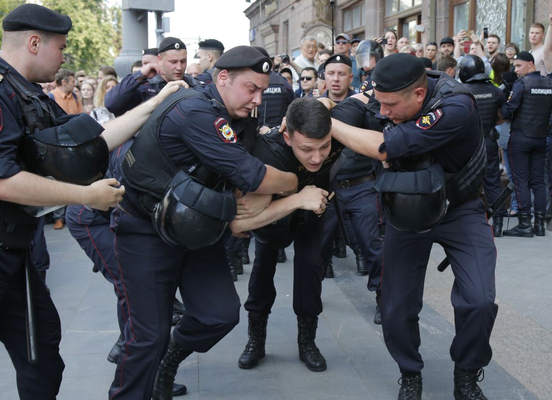 More than 1,000 people were detained during election protests in Moscow at the weekend.