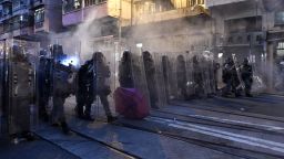 Police officers fire tear gas during a demonstration against what activists say is police violence in Hong Kong on July 28, 2019. - Tens of thousands of pro-democracy protesters defied authorities to hold an unsanctioned march through Hong Kong, a day after riot police fired rubber bullets and tear gas to disperse another illegal gathering, plunging the financial hub deeper into crisis. (Photo by Anthony WALLACE / AFP)        (Photo credit should read ANTHONY WALLACE/AFP/Getty Images)
