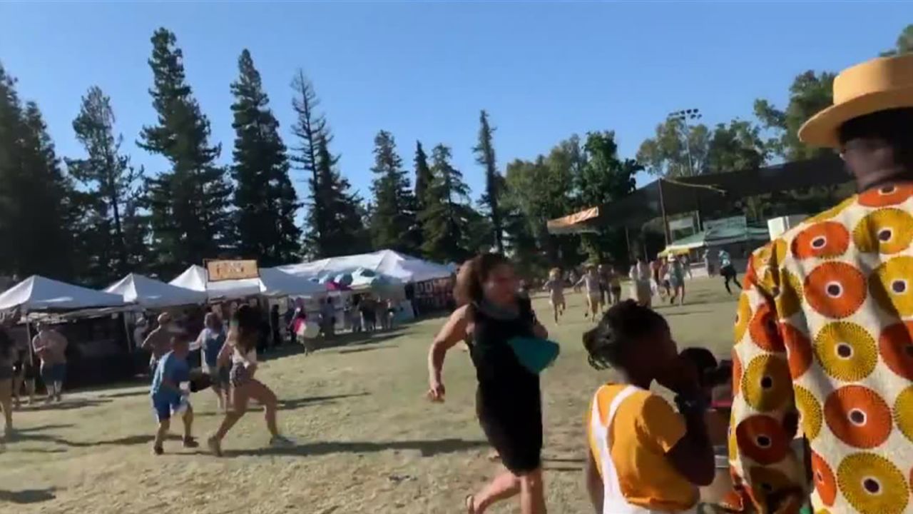 Another screengrab taken from video and uploaded to Twitter appears to show people scrambling at the Gilroy Garlic Festival.