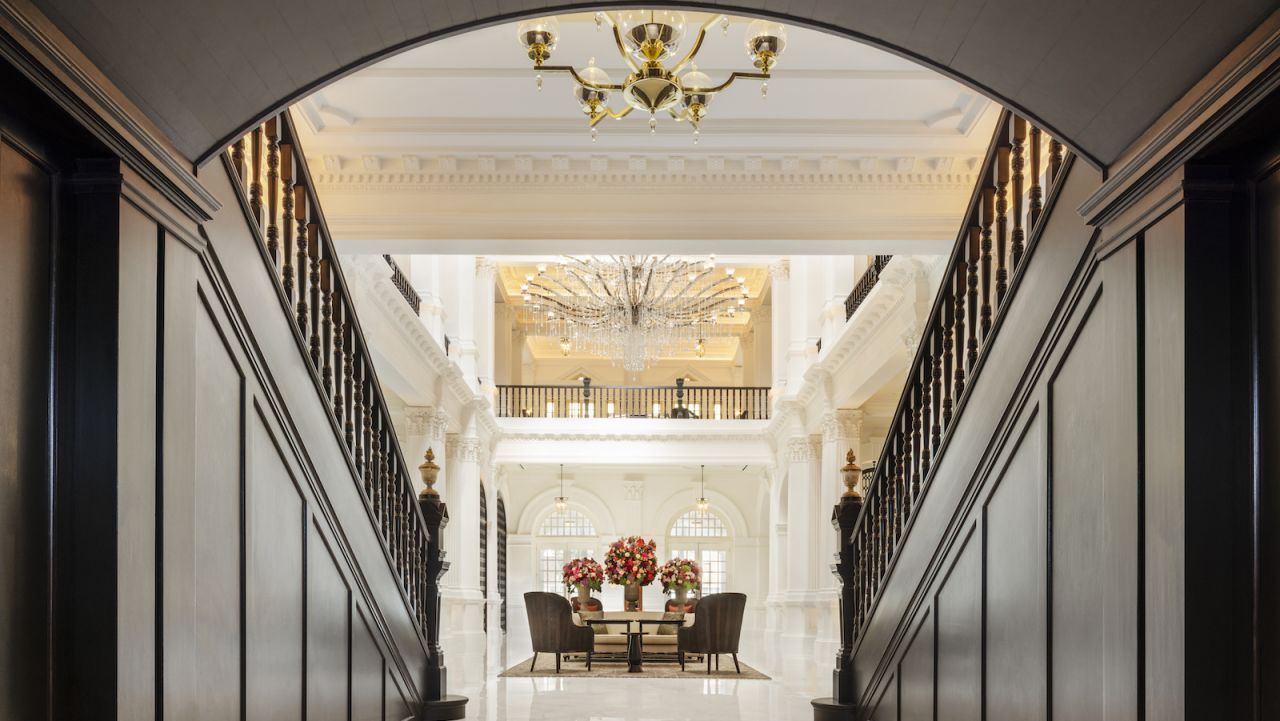 <strong>Grand Staircase: </strong>Raffles Hotel Singapore first opened in 1887. Though the renovations were extensive, general manager Christian Westbeld says its architectural charm and colonial heritage remains fully intact.  