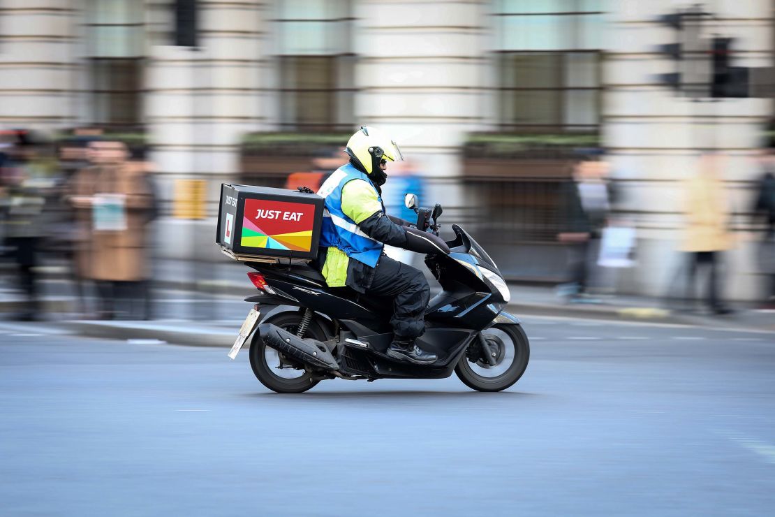 A food delivery courier working for Just Eat in London.