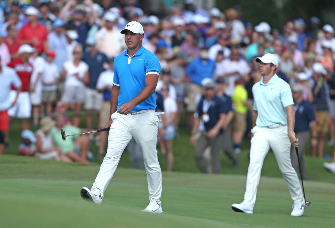 Brooks Koepka surged past Rory McIlroy with a final-round 65.