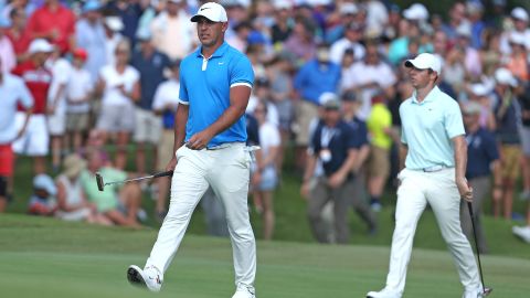 Brooks Koepka surged past Rory McIlroy with a final-round 65.