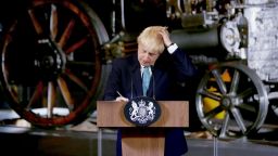 MANCHESTER, ENGLAND - JULY 27: Britain's Prime Minister Boris Johnson during a speech on domestic priorities at the Science and Industry Museumon July 27, 2019 in Manchester, England. (Photo by Lorne Campbell - WPA Pool/Getty Images)