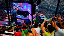 Fans cheer during the final of the Solo competition at the 2019 Fortnite World Cup July 28, 2019 inside of Arthur Ashe Stadium, in New York City. (Photo by Johannes EISELE / AFP)        (Photo credit should read JOHANNES EISELE/AFP/Getty Images)