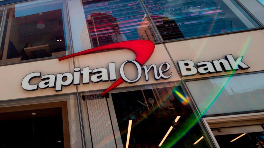 A Capital One bank is pictured on April 17, 2019 in New York City. (Photo by Johannes EISELE / AFP)        (Photo credit should read JOHANNES EISELE/AFP/Getty Images)