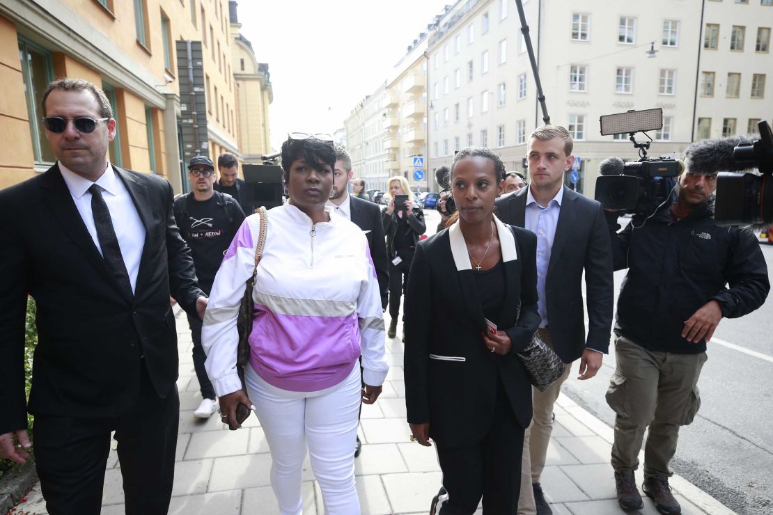 "This is a nightmare!" A$AP Rocky's mother Renee Black (second from left), told the press at the district court in Stockholm.