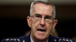 WASHINGTON, DC - JULY 30:  U.S. Air Force Gen. John E. Hyten testifies before the Senate Armed Services Committee on his appointment as the next Vice Chairman Of The Joint Chiefs Of Staff July 30, 2019 in Washington, DC. During the hearing, Hyten was questioned on allegations of sexual assault from a former aide, Col. Kathryn Spletstoser, in a California hotel room in December 2017. (Photo by Win McNamee/Getty Images)