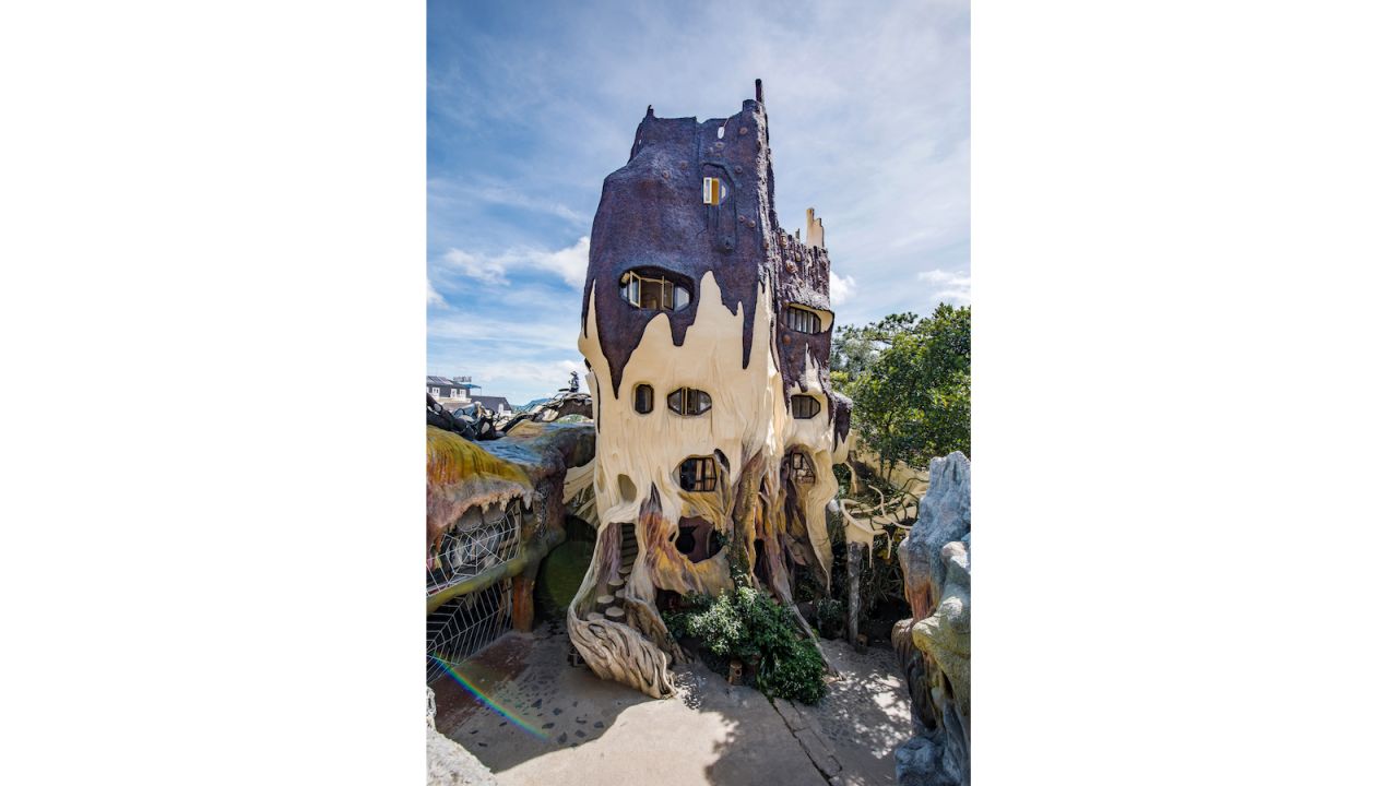 <strong>Fairytale vibe: </strong>An elevated main house, which looks like it belongs in Hansel and Gretel, sits in the center of an open courtyard, surrounded by four enormous tree houses. 