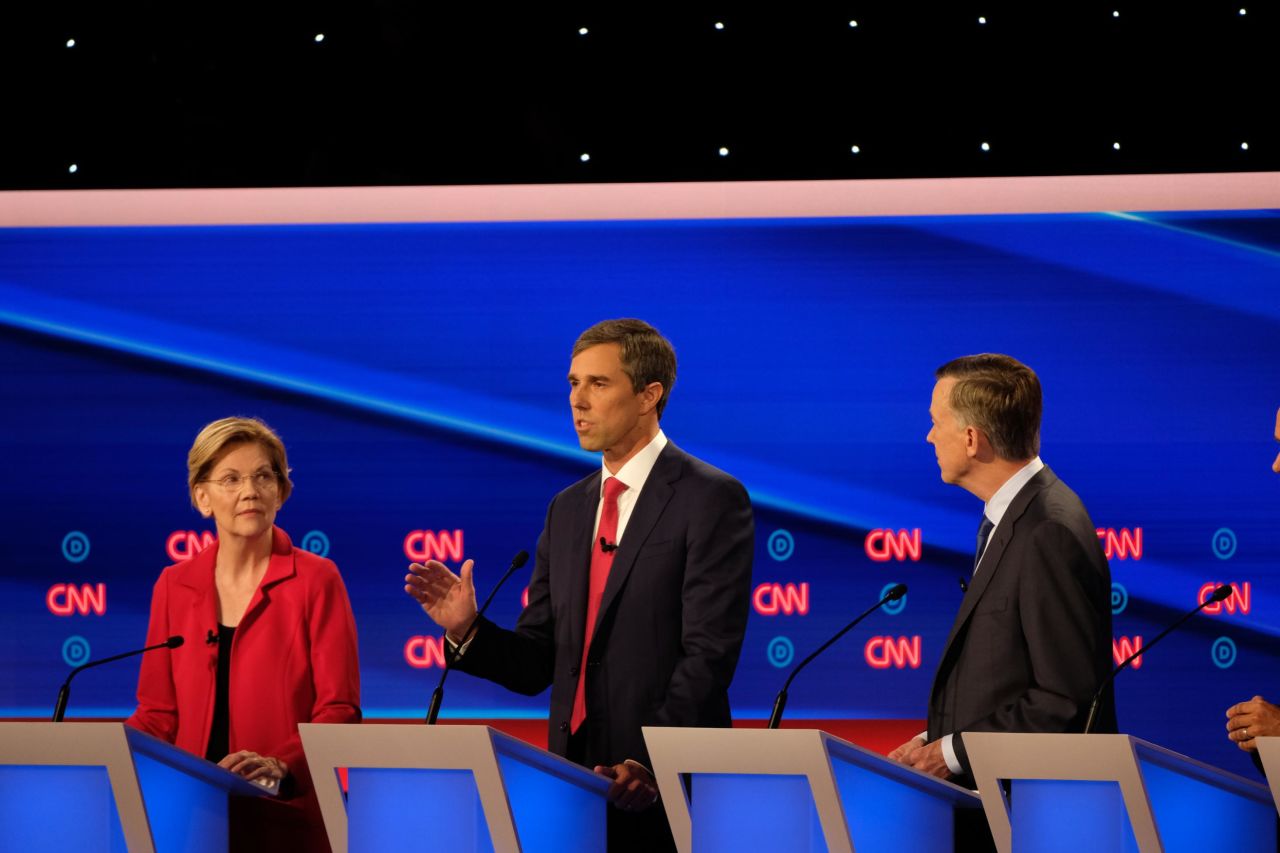 O'Rourke answers a question. O'Rourke, a former congressman from El Paso, Texas, rose to Democratic stardom last year while challenging for the US Senate seat held by Ted Cruz.