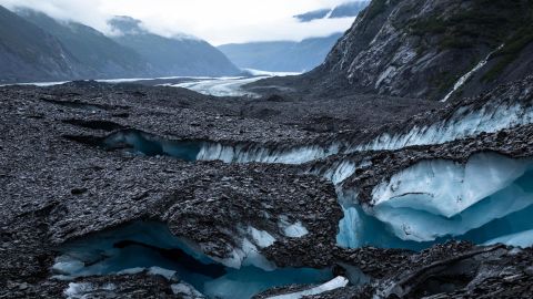 A series of crevasses split Valdez glacier into many strange shapes and formations.