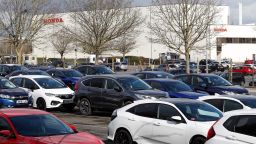 Honda Civic and Jazz vehicles are pictured parked in a car park outside the Honda manufacturing plant in Swindon, southwest England on February 19, 2019. - Honda announced Tuesday it would shut a major plant in Britain, putting 3,500 jobs at risk as the auto manufacturer became the latest Japanese firm to downsize operations as Brexit looms. The factory in Swindon, southwest England, is Honda's only EU plant and has produced the manufacturer's "Civic" model for more than 24 years, with 150,000 units rolling off the line annually. (Photo by Adrian DENNIS / AFP)        (Photo credit should read ADRIAN DENNIS/AFP/Getty Images)