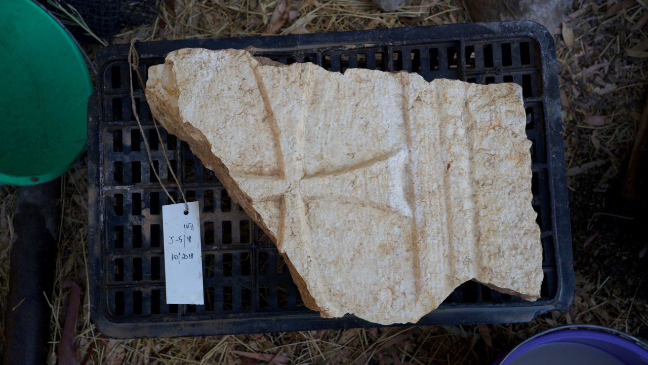 Among the other items recovered at the site was this remnant of a stone cross.