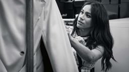 This undated handout photo issued on July 28, 2019 by Kensington Palace shows Britain's Meghan, Duchess of Sussex, Patron of Smart Works, in the workroom of the Smart Works London office. - Prince Harry's wife Meghan will guest edit the September issue of iconic fashion magazine British Vogue, which will see her in "candid conversation" with former first lady Michelle Obama. (Photo by @SussexRoyal / various sources / AFP) / XGTY / RESTRICTED TO EDITORIAL USE - MANDATORY CREDIT "AFP PHOTO / @SUSSEXROYAL" - NO MARKETING NO ADVERTISING CAMPAIGNS - NO COMMERCIAL USE - NO THIRD PARTY SALES - RESTRICTED TO SUBSCRIPTION USE - NO CROPPING OR MODIFICATION - DISTRIBUTED AS A SERVICE TO CLIENTS /         (Photo credit should read @SUSSEXROYAL/AFP/Getty Images)