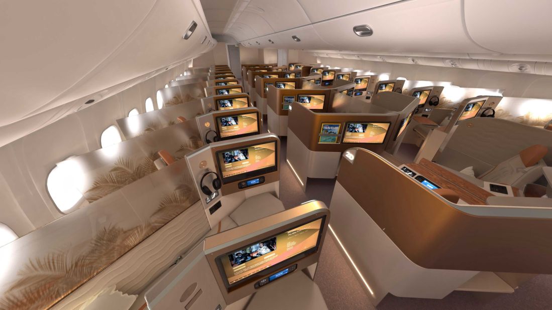 <strong>Space-efficiency</strong>: The claim is that the design is a super space-efficient solution to business travel aircraft seating.