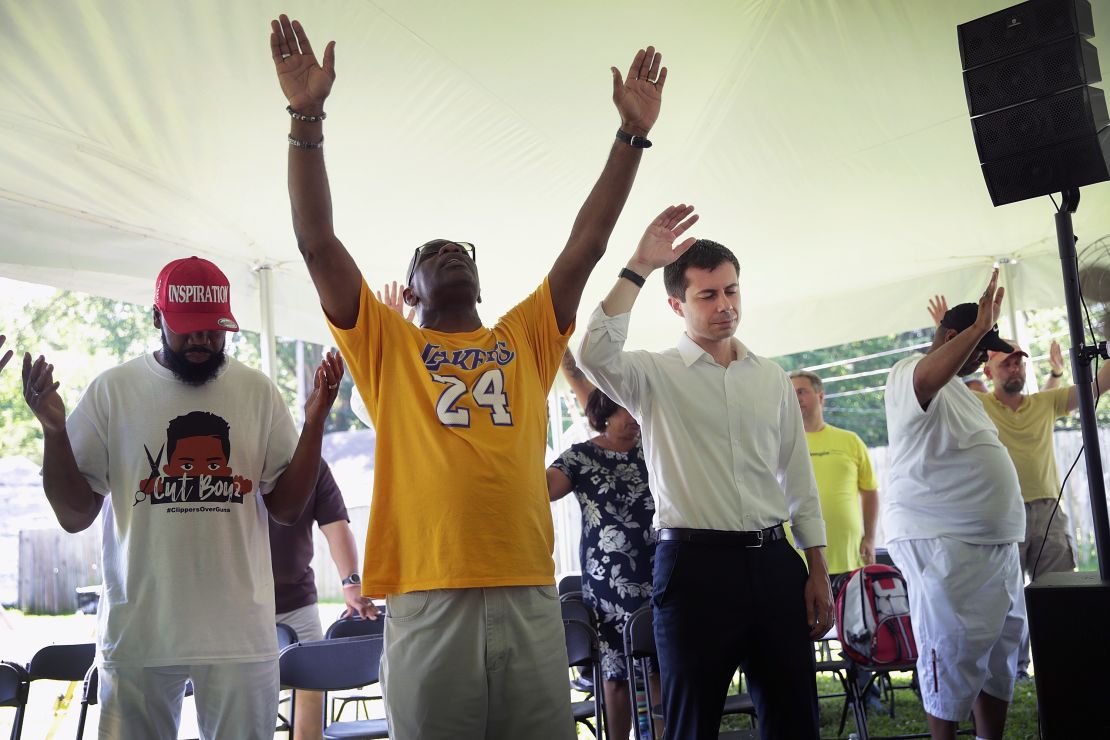 Buttigieg attends a community-building event hosted by Christ Temple Apostolic Church on June 29 in South Bend, Indiana. 