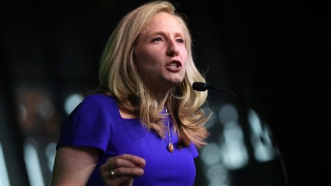 Rep. Abigail Spanberger speak in June 2019 in Richmond, Virginia. A vulnerable House Democrat from Virginia, she has cited how her father was a fellow former law enforcement officer in campaign ads. 