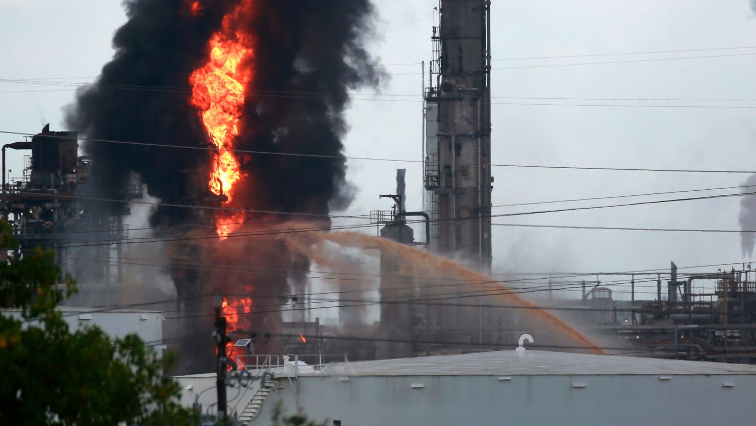 Residents were urged to shelter in place after a fire at ExxonMobil's plant in Baytown, Texas.