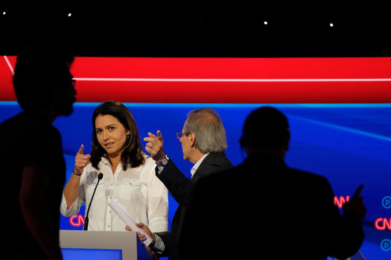 Gabbard participates in a debate walkthrough Wednesday.