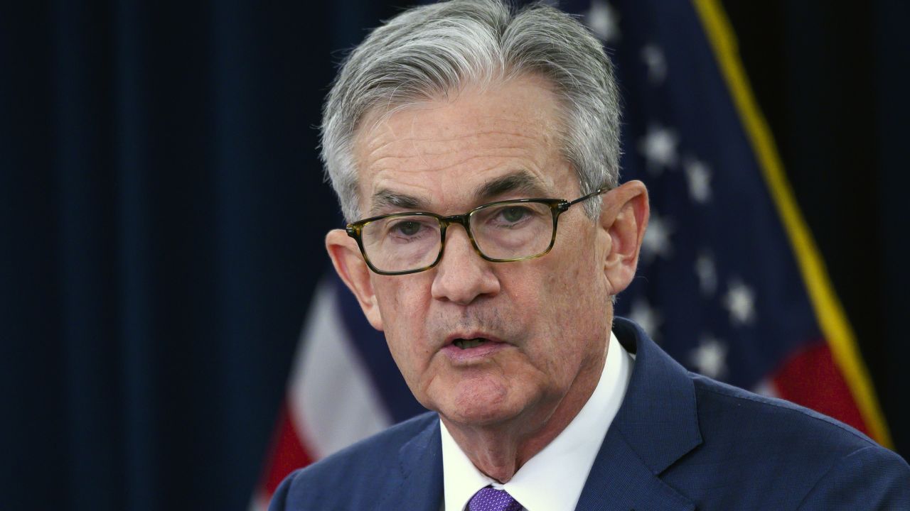 US Federal Reserve Chairman Jerome Powell speaks during a press conference after a Federal Open Market Committee meeting in Washington, DC on July 31, 2019. - The US Federal Reserve cut the benchmark lending rate on Wednesday for the first time in more than a decade, moving to stimulate the economy after a year of sustained pressure from President Donald Trump. The target for the federal funds rate is now 2.0-2.25 percent, 25 basis points lower, and the central bank vowed to "act as appropriate to sustain the expansion." (Photo by ANDREW CABALLERO-REYNOLDS / AFP)