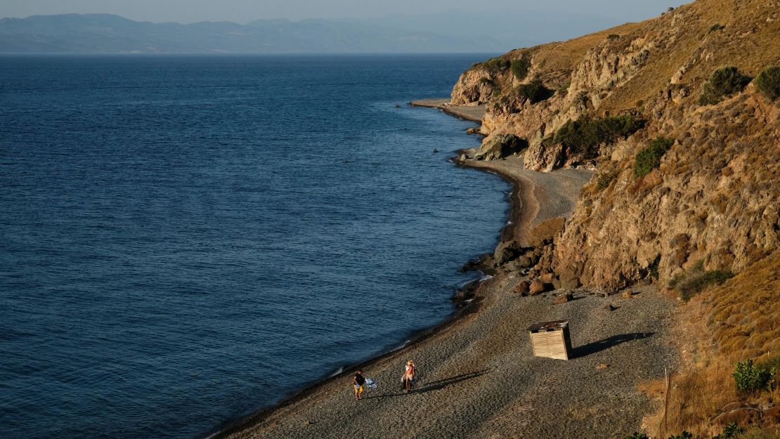 This sand and pebble beach is positioned right next to natural springs.