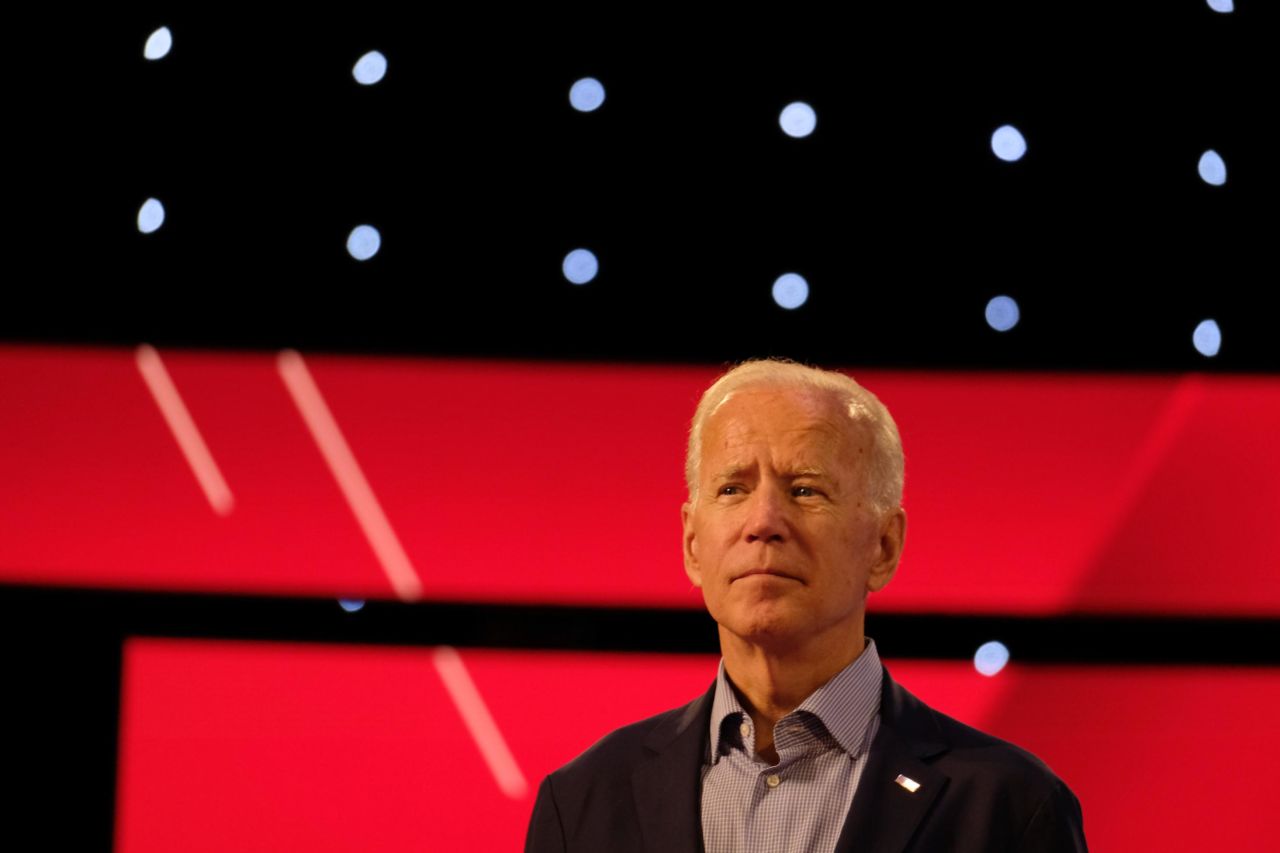 Biden takes part in a walkthrough held before Wednesday's debate.