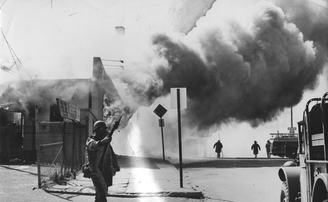 Baltimore erupted in flames amid riots in 1968 following the assassination of Martin Luther King Jr. 