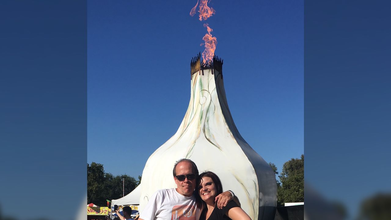Christopher Cook and Alicia Olive at Gilroy Garlic Festival. 