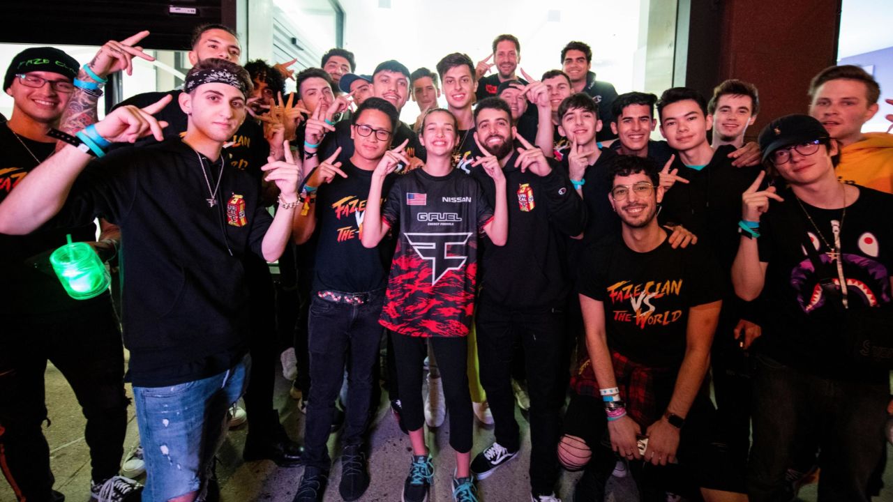 Soleil "Ewok" Wheeler, 13, poses with her new team, Faze Clan, in New York.