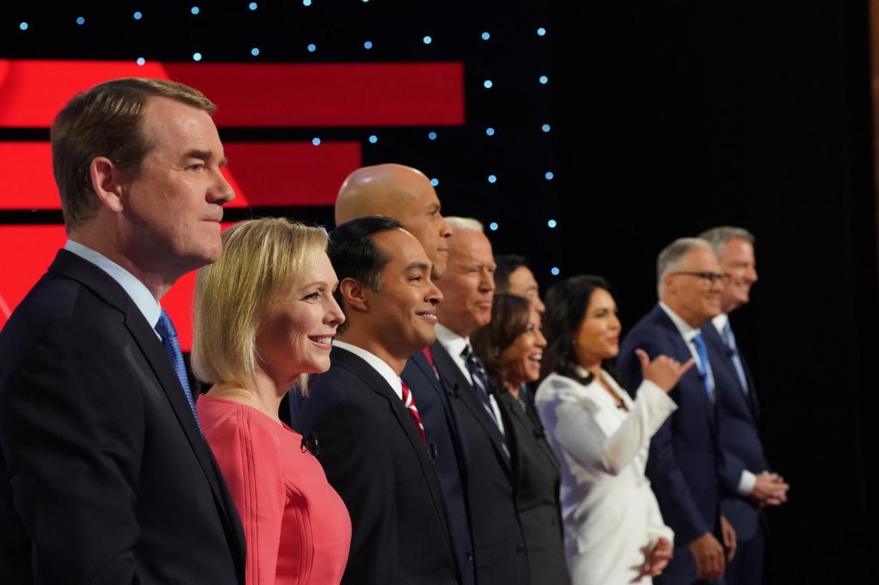 The candidates stand together at the start of Wednesday's debate.