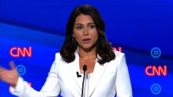 Presidential candidate Tulsi Gabbard participates in the CNN Democratic debate in Detroit on Wednesday, July 31.