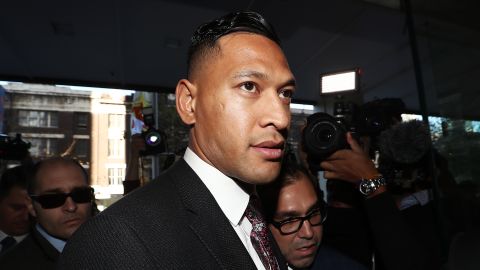 Israel Folau arrives ahead of his conciliation meeting with Rugby Australia.