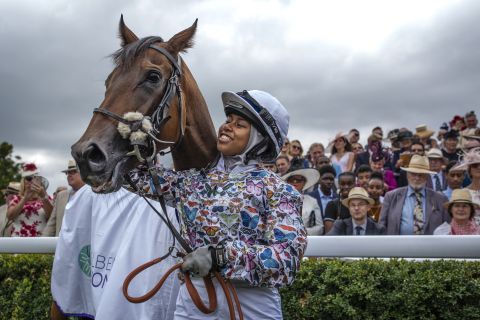 This year, 18-year-old Khadijah Mellah became the first jockey wearing a hijab to race in Britain. She won the Magnolia Cup charity race, having only sat on a racehorse for the first time in April.
