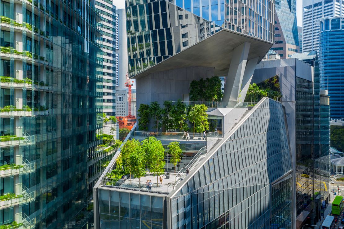 An open-air garden sits atop the retail portion of Robinson Tower.