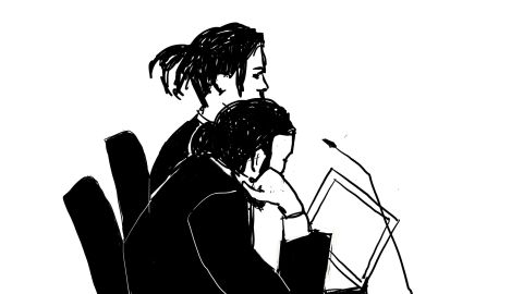A$AP Rocky wore a dark suit in the third day of the trial.