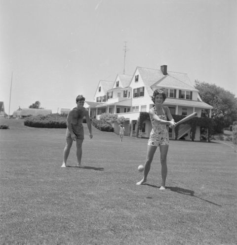 Edward, aka Ted, joins future first lady Jackie Bouvier for a game of baseball in 1953.