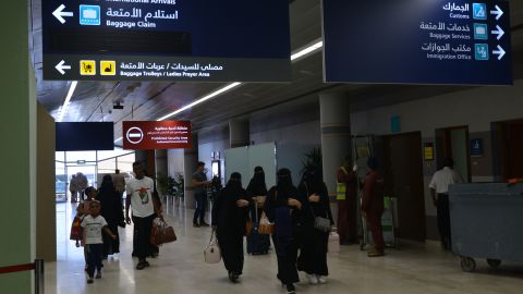 Saudi Arabian women arriving at  Abha Airport on June 13, 2019.