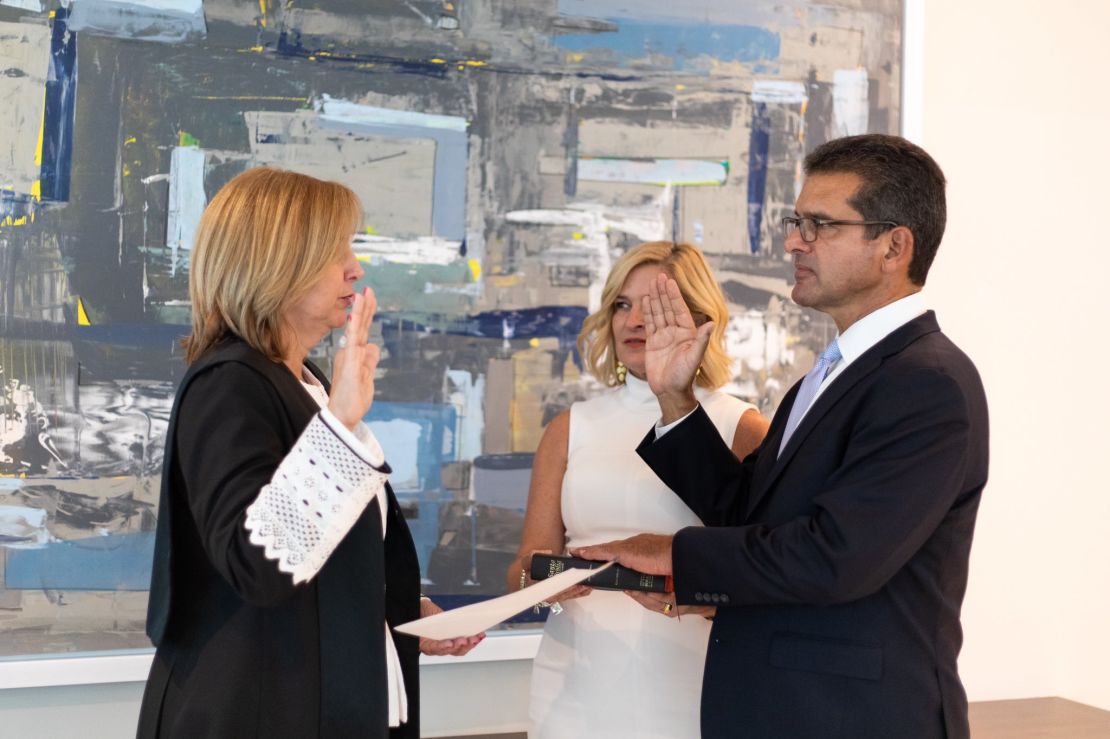 Pedro Pierluisi was sworn in by the Hon. Luisa M. Colom Garcia, a judge with the San Juan County court of appeals.