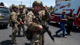 Law enforcement agencies respond to an active shooter at a Wal-Mart near Cielo Vista Mall in El Paso, Texas, Saturday, Aug. 3, 2019. - Police said there may be more than one suspect involved in an active shooter situation Saturday in El Paso, Texas. City police said on Twitter they had received "multi reports of multipe shooters." There was no immediate word on casualties. (Photo by Joel Angel JUAREZ / AFP)        (Photo credit should read JOEL ANGEL JUAREZ/AFP/Getty Images)