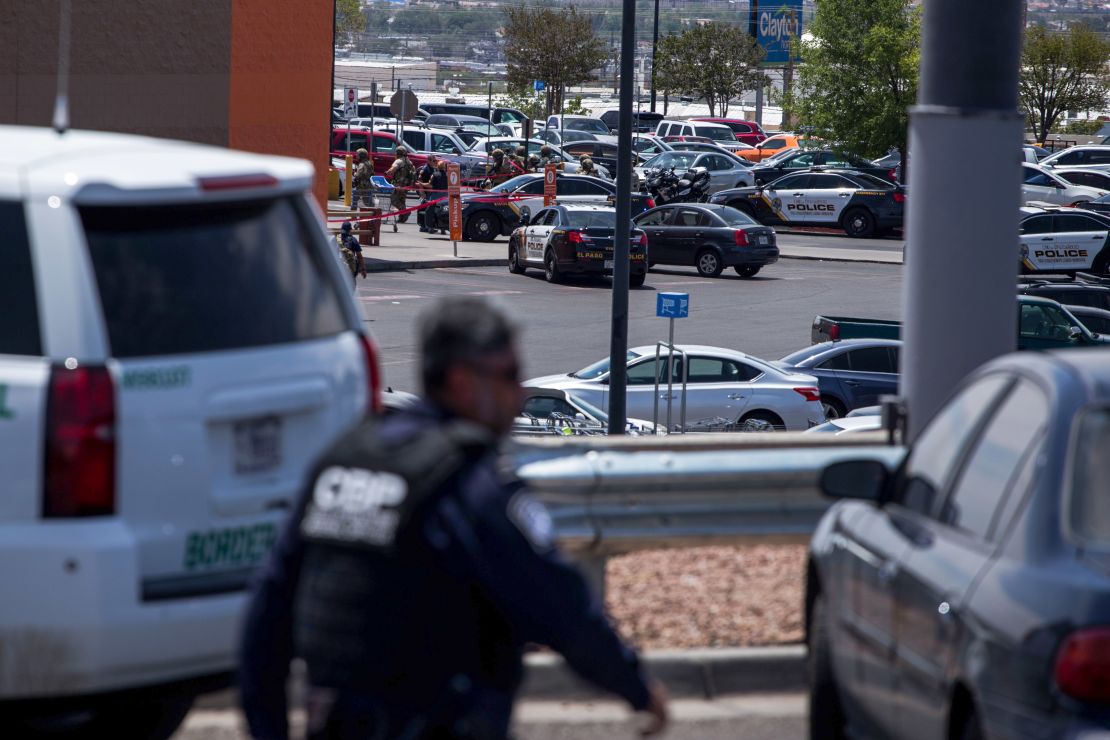 Authorities on the scene of a shooting at a Walmart near Cielo Vista Mall in El Paso.