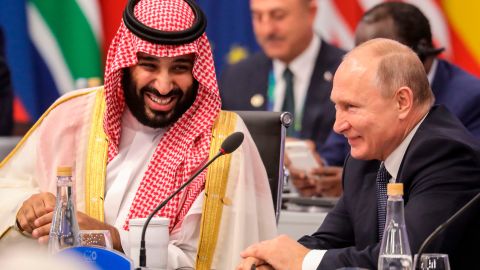 Putin and Saudi Arabia's Crown Prince Mohammed bin Salman attend the G20 summit in Buenos Aires in November 2018.