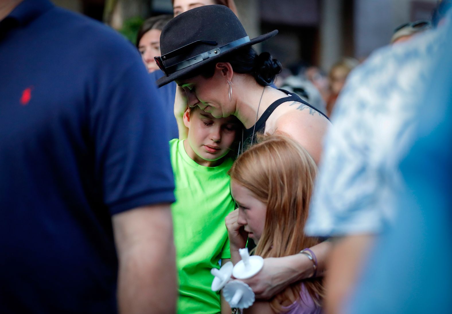 Mourners gather at Sunday's vigil in Dayton.