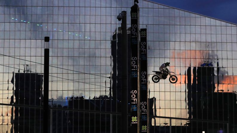 Bryce Hudson competes in the Moto X Step Up at the X Games Minneapolis on Thursday, August 1, in Minneapolis, Minnesota.