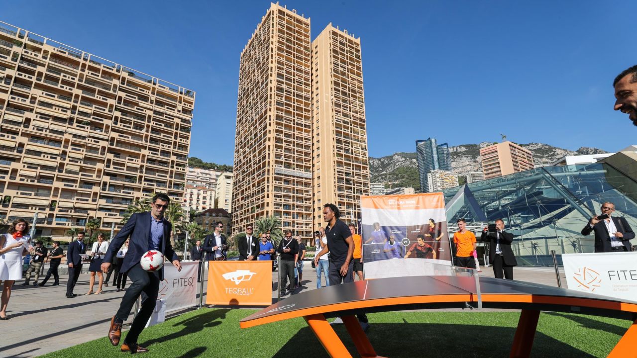 Former Real Madrid stars -- and 'Teqers' -- Luis Figo and Christian Karembeu play in Monaco.