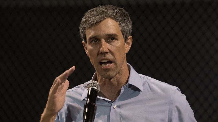 Democratic presidential hopeful and former US Representative for Texas' 16th congressional district Beto O'Rourke speaks to the crowd during a prayer and candle vigil organized by the city, after a shooting left over 20 people dead at the Cielo Vista Mall WalMart in El Paso, Texas, on August 4, 2019. (Photo by Mark RALSTON / AFP)