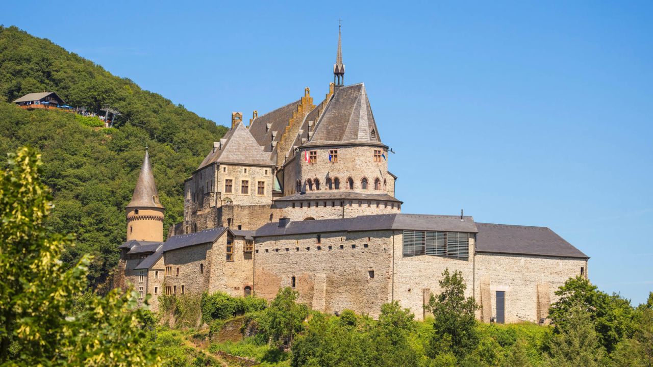 Schloss Vianden sits high above the Our River in northern Luxembourg. 