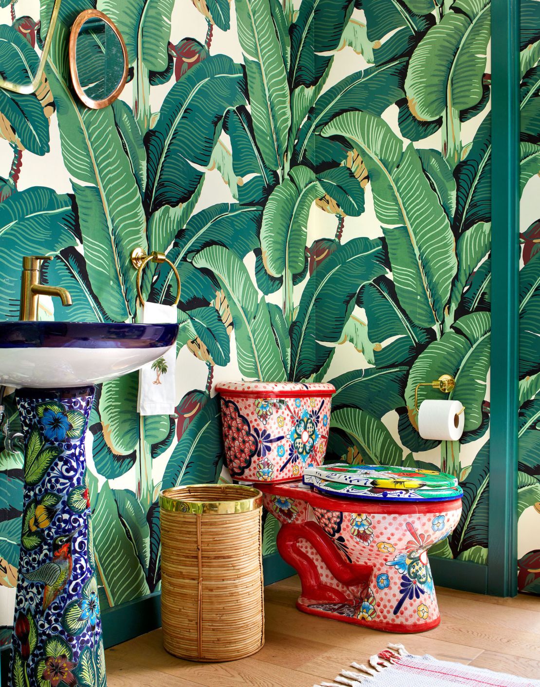 The bathroom was inspired by Mexican telavera ceramics.