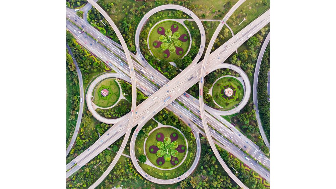 <strong>Highly commended Urban category -- "Waltz of Overpass"</strong>: Ming Li's image of this overpass in Guangdong, China from above was one of five highly commended photos in this section.