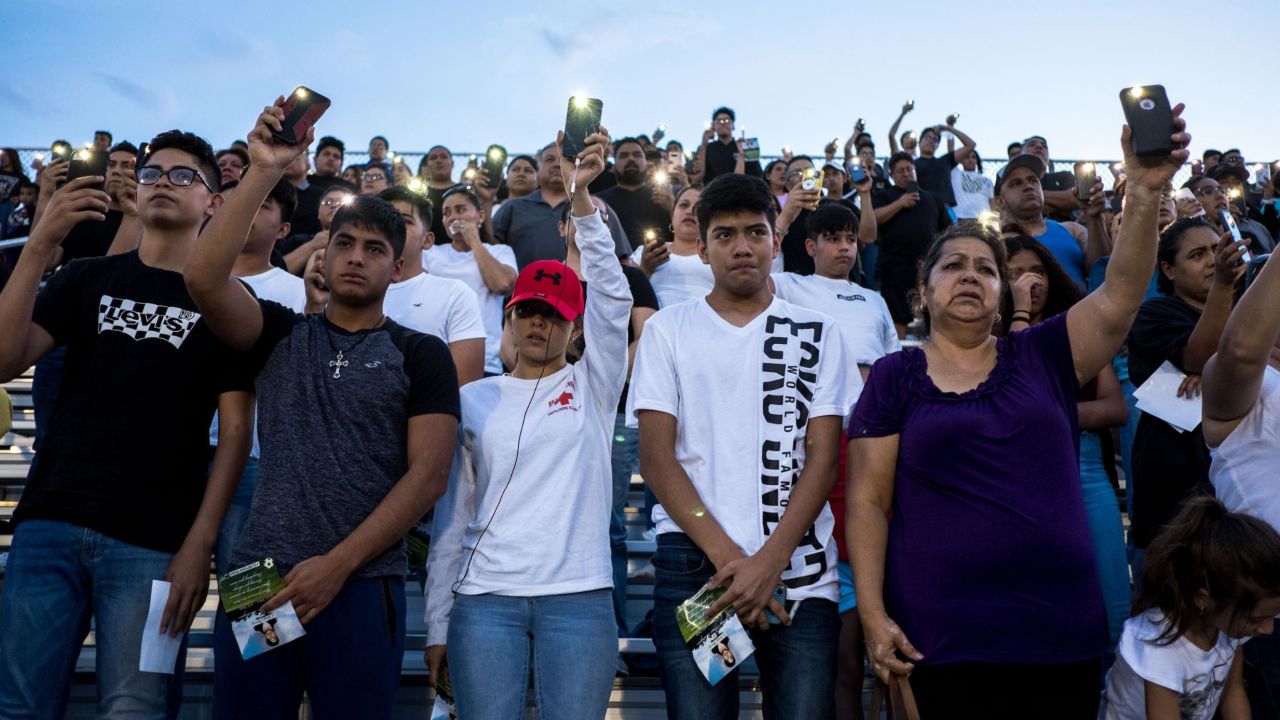 Community members attended a vigil for Javier Rodriguez, 15, at Horizon High School on Monday